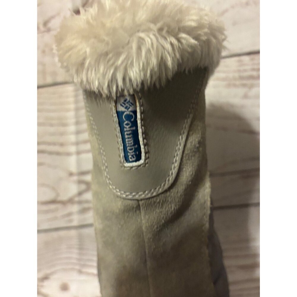 Columbia Gray Suede Fur Top Winter Warm Snow Boots Women’s Size 6 - Picture 3 of 12